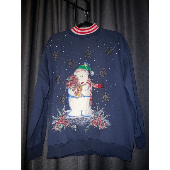 Ugly Christmas Sweater Xmas Sweatshirt Crewneck Size Large Vintage - Picture 1 of 3